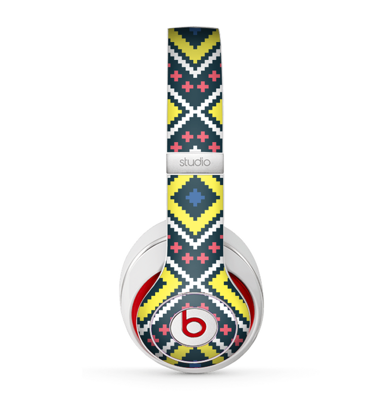 The Gold & Black Vector Plaid Skin for the Beats by Dre Studio (2013+ Version) Headphones