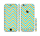 The Gold & Blue Sharp Chevron Pattern Sectioned Skin Series for the Apple iPhone 6s Plus