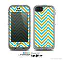 The Gold & Blue Sharp Chevron Pattern Skin for the Apple iPhone 5c LifeProof Case