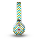 The Gold & Blue Sharp Chevron Pattern Skin for the Beats by Dre Mixr Headphones