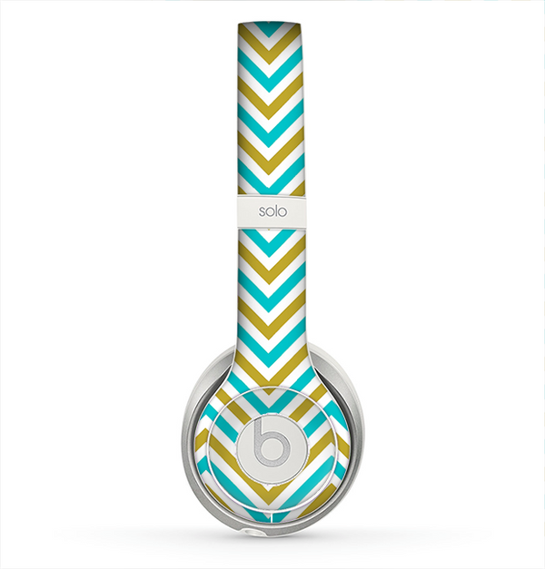 The Gold & Blue Sharp Chevron Pattern Skin for the Beats by Dre Solo 2 Headphones