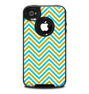 The Gold & Blue Sharp Chevron Pattern Skin for the iPhone 4-4s OtterBox Commuter Case