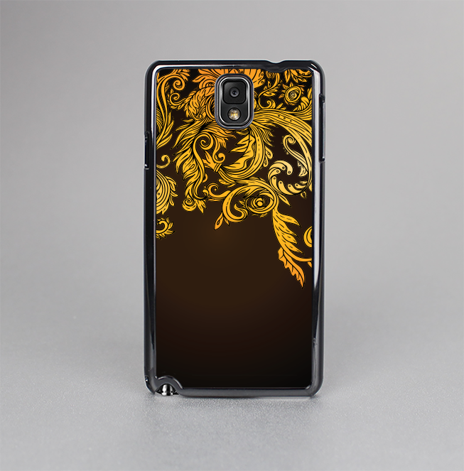 The Gold Floral Vector Pattern on Black Skin-Sert Case for the Samsung Galaxy Note 3