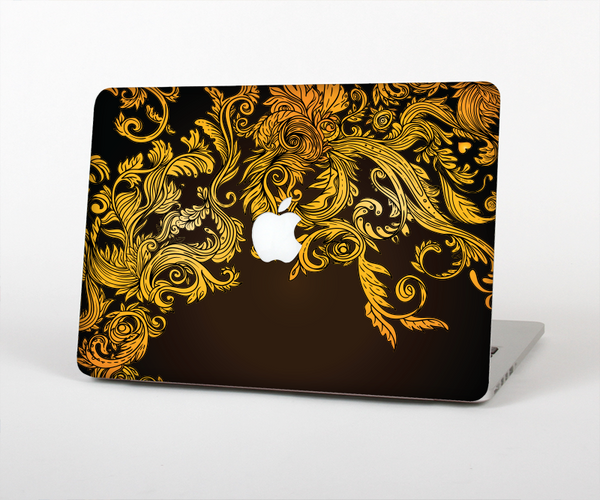 The Gold Floral Vector Pattern on Black Skin for the Apple MacBook Pro Retina 15"
