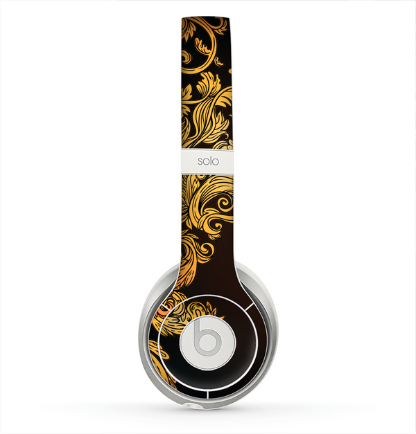 The Gold Floral Vector Pattern on Black Skin for the Beats by Dre Solo 2 Headphones