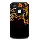 The Gold Floral Vector Pattern on Black Skin for the iPhone 4-4s OtterBox Commuter Case