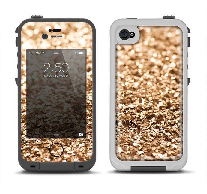 The Gold Glimmer V2 Apple iPhone 4-4s LifeProof Fre Case Skin Set