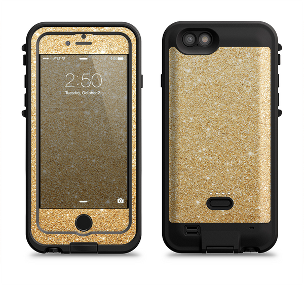 The Gold Glitter Ultra Metallic Apple iPhone 6/6s LifeProof Fre POWER Case Skin Set