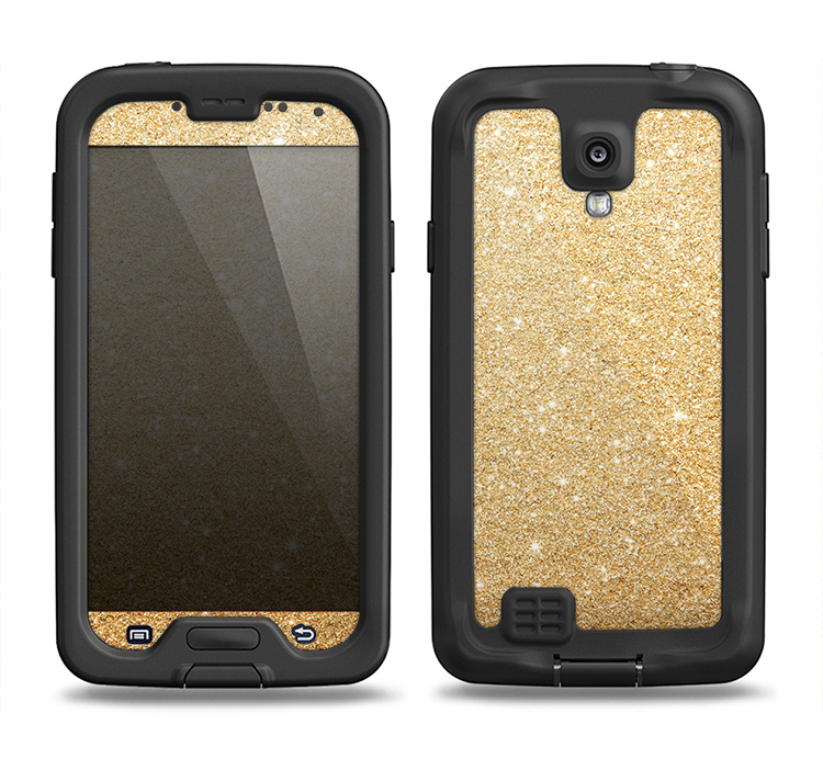 The Gold Glitter Ultra Metallic Samsung Galaxy S4 LifeProof Nuud Case Skin Set