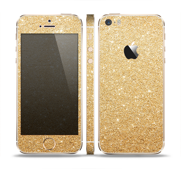 The Gold Glitter Ultra Metallic Skin Set for the Apple iPhone 5s