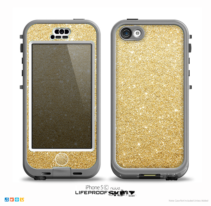 The Gold Glitter Ultra Metallic Skin for the iPhone 5c nüüd LifeProof Case