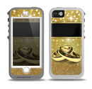 The Gold Glitter with Intertwined Rings Skin for the iPhone 5-5s OtterBox Preserver WaterProof Case