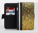The Gold Hearts and Confetti Pattern Ink-Fuzed Leather Folding Wallet Credit-Card Case for the Apple iPhone 6/6s, 6/6s Plus, 5/5s and 5c