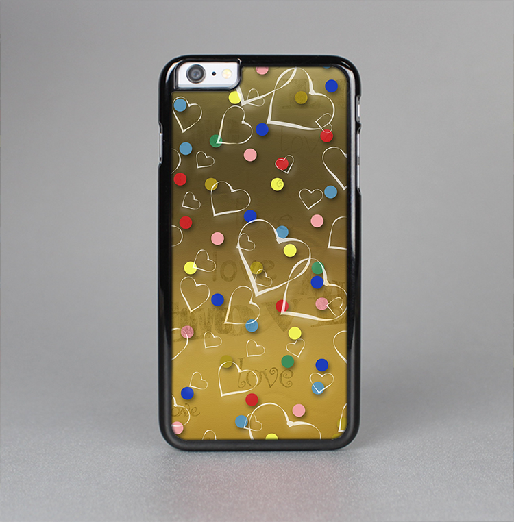 The Gold Hearts and Confetti Pattern Skin-Sert Case for the Apple iPhone 6 Plus