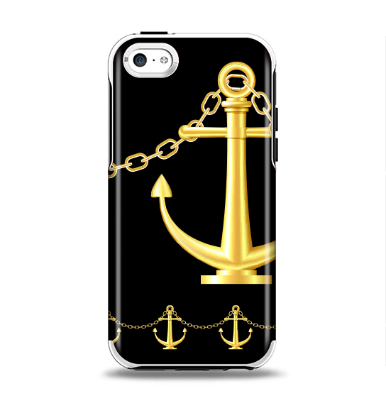 The Gold Linking Chain Anchor Apple iPhone 5c Otterbox Symmetry Case Skin Set