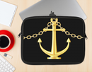 The Gold Linking Chain Anchor Ink-Fuzed NeoPrene MacBook Laptop Sleeve