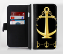The Gold Linking Chain Anchor Ink-Fuzed Leather Folding Wallet Credit-Card Case for the Apple iPhone 6/6s, 6/6s Plus, 5/5s and 5c