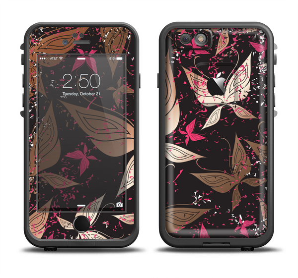 The Gold & Pink Abstract Vector Butterflies Apple iPhone 6 LifeProof Fre Case Skin Set