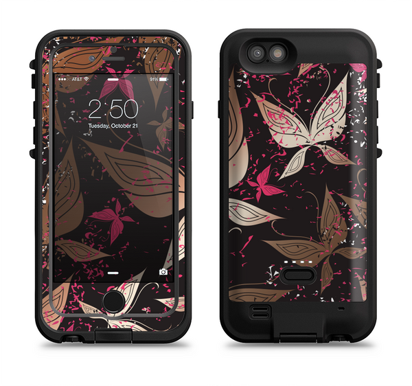 The Gold & Pink Abstract Vector Butterflies Apple iPhone 6/6s LifeProof Fre POWER Case Skin Set