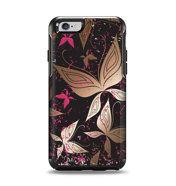 The Gold & Pink Abstract Vector Butterflies Apple iPhone 6 Otterbox Symmetry Case Skin Set