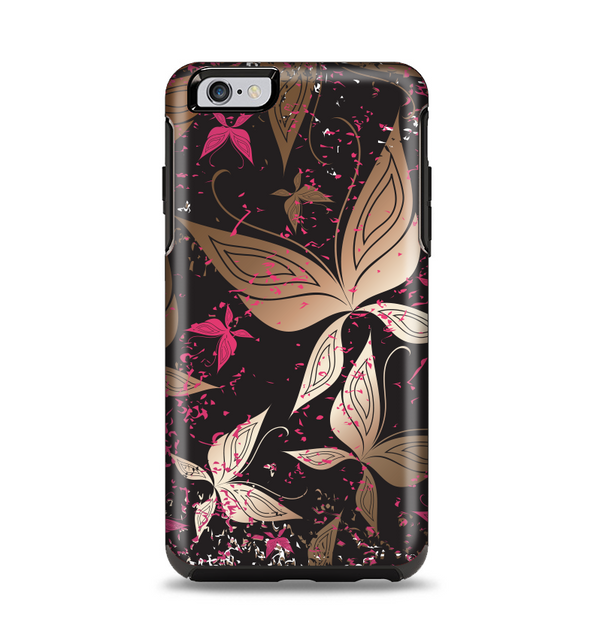 The Gold & Pink Abstract Vector Butterflies Apple iPhone 6 Plus Otterbox Symmetry Case Skin Set