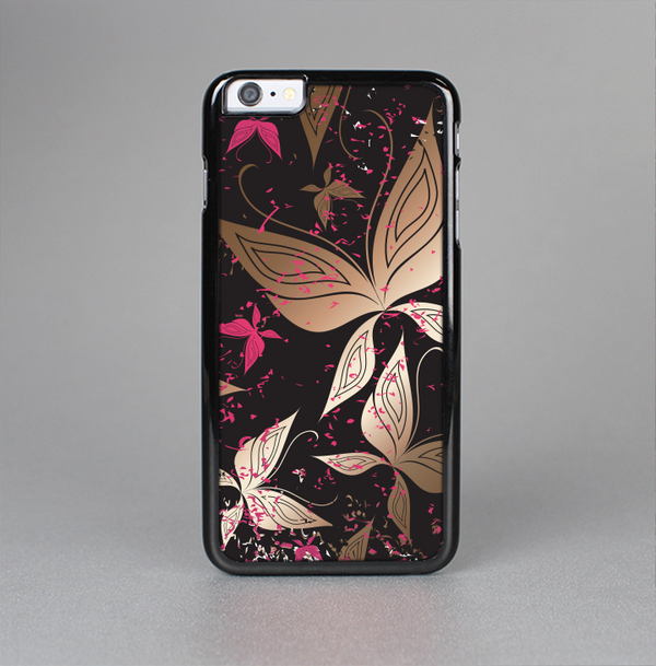 The Gold & Pink Abstract Vector Butterflies Skin-Sert Case for the Apple iPhone 6 Plus