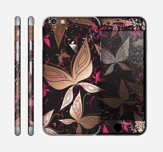 The Gold & Pink Abstract Vector Butterflies Skin for the Apple iPhone 6