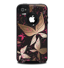 The Gold & Pink Abstract Vector Butterflies Skin for the iPhone 4-4s OtterBox Commuter Case