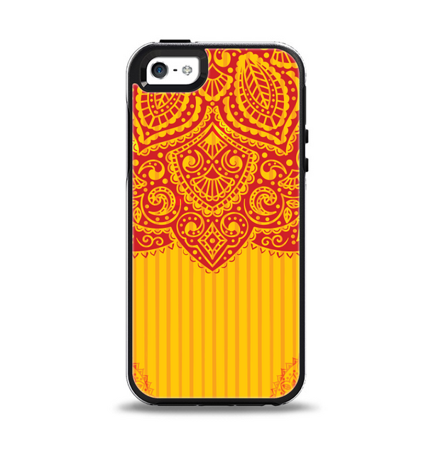The Gold & Red Abstract Seamless Pattern Apple iPhone 5-5s Otterbox Symmetry Case Skin Set