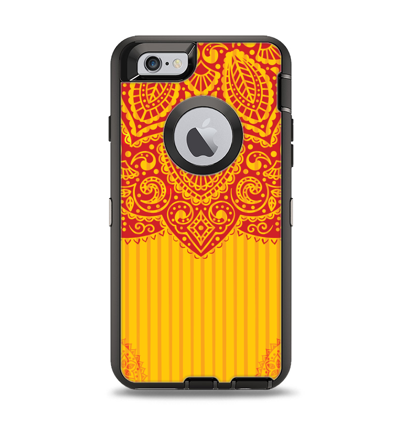 The Gold & Red Abstract Seamless Pattern Apple iPhone 6 Otterbox Defender Case Skin Set