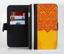 The Gold & Red Abstract Seamless Pattern Ink-Fuzed Leather Folding Wallet Credit-Card Case for the Apple iPhone 6/6s, 6/6s Plus, 5/5s and 5c