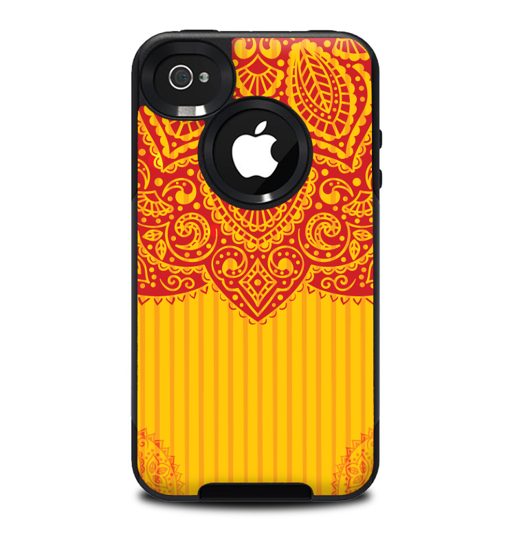 The Gold & Red Abstract Seamless Pattern Skin for the iPhone 4-4s OtterBox Commuter Case