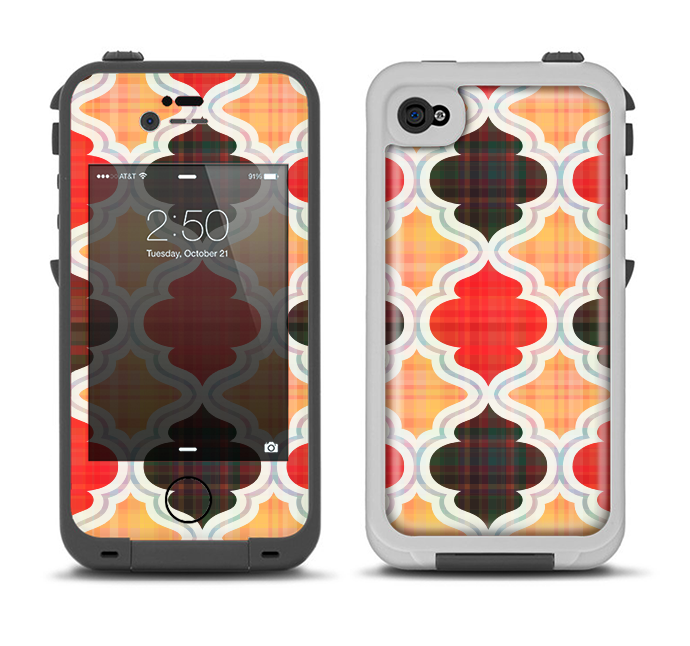 The Gold & Red Abstract Seamless Pattern V5 Apple iPhone 4-4s LifeProof Fre Case Skin Set