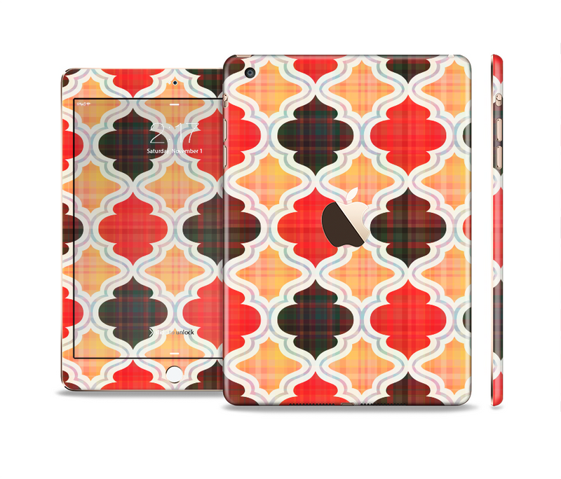 The Gold & Red Abstract Seamless Pattern V5 Full Body Skin Set for the Apple iPad Mini 3