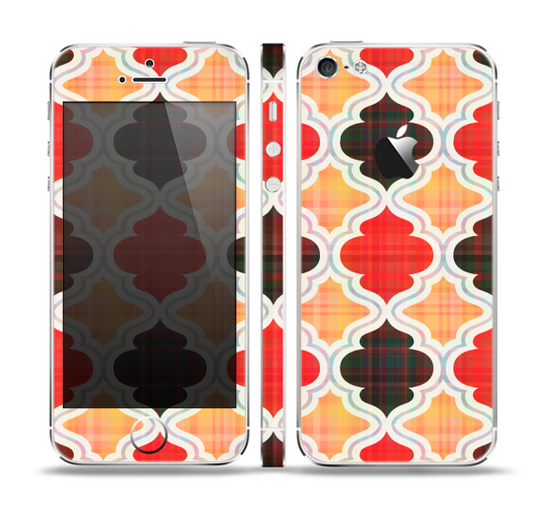 The Gold & Red Abstract Seamless Pattern V5 Skin Set for the Apple iPhone 5