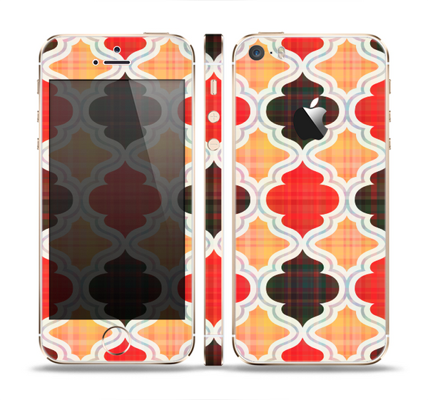 The Gold & Red Abstract Seamless Pattern V5 Skin Set for the Apple iPhone 5s