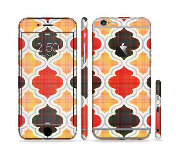 The Gold & Red Abstract Seamless Pattern V5 Sectioned Skin Series for the Apple iPhone 6