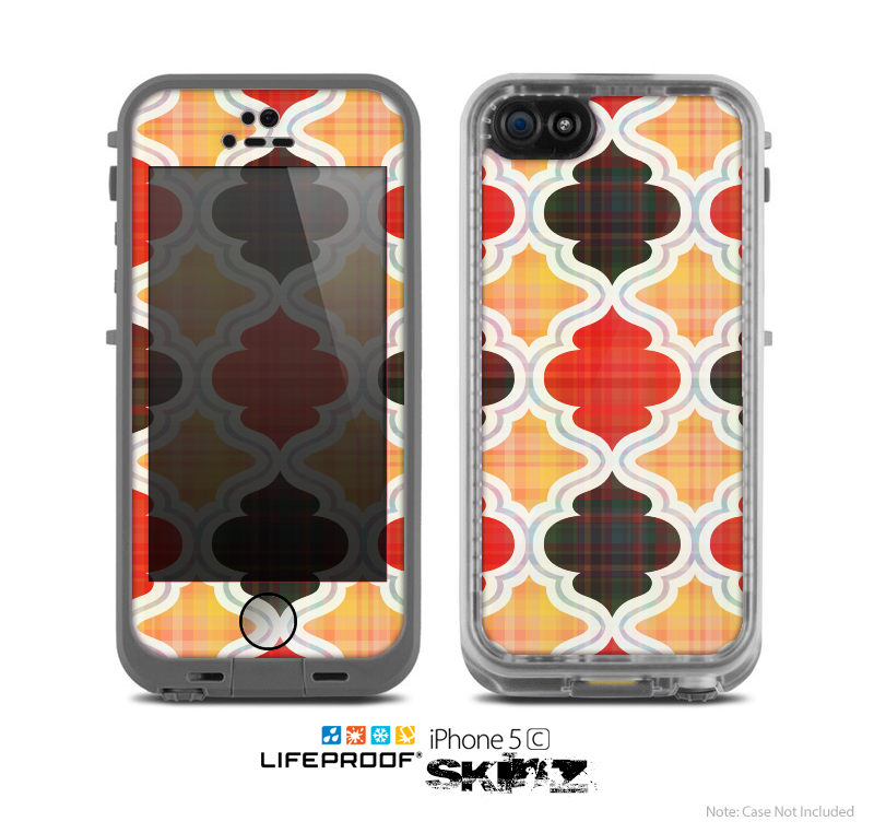 The Gold & Red Abstract Seamless Pattern V5 Skin for the Apple iPhone 5c LifeProof Case