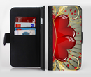 The Gold Ribbon Love Hearts Ink-Fuzed Leather Folding Wallet Credit-Card Case for the Apple iPhone 6/6s, 6/6s Plus, 5/5s and 5c