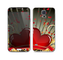 The Gold Ribbon Love Hearts Skin For the Samsung Galaxy S5