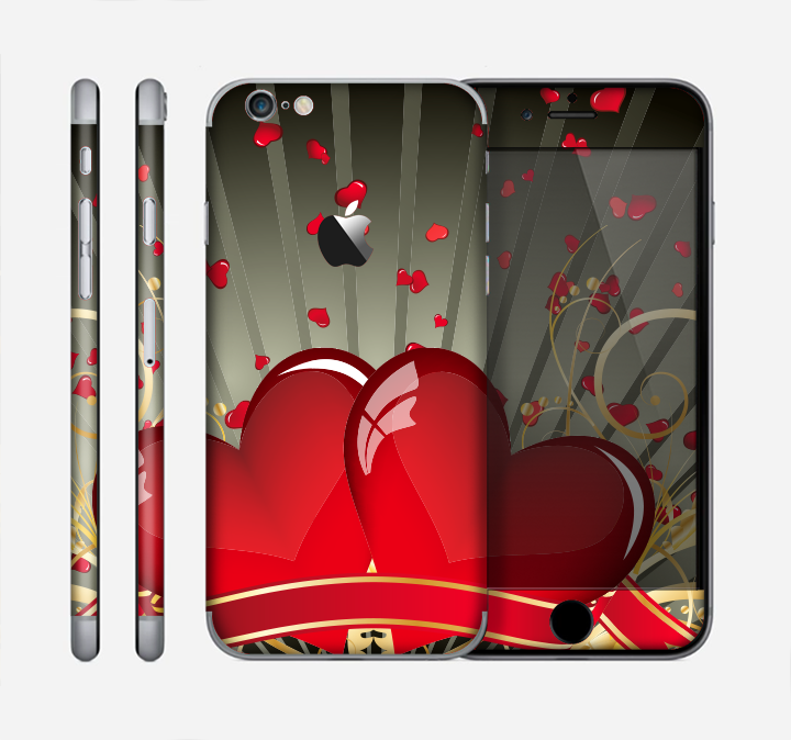 The Gold Ribbon Love Hearts Skin for the Apple iPhone 6