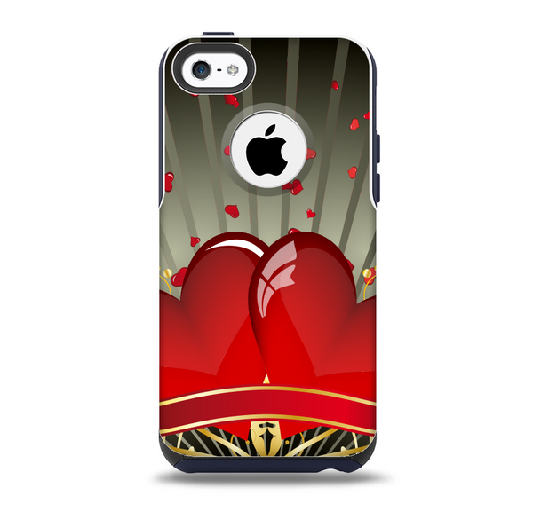 The Gold Ribbon Love Hearts Skin for the iPhone 5c OtterBox Commuter Case