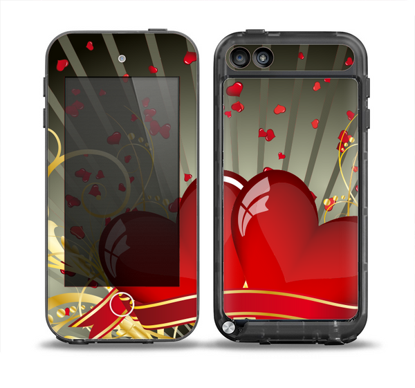 The Gold Ribbon Love Hearts Skin for the iPod Touch 5th Generation frē LifeProof Case