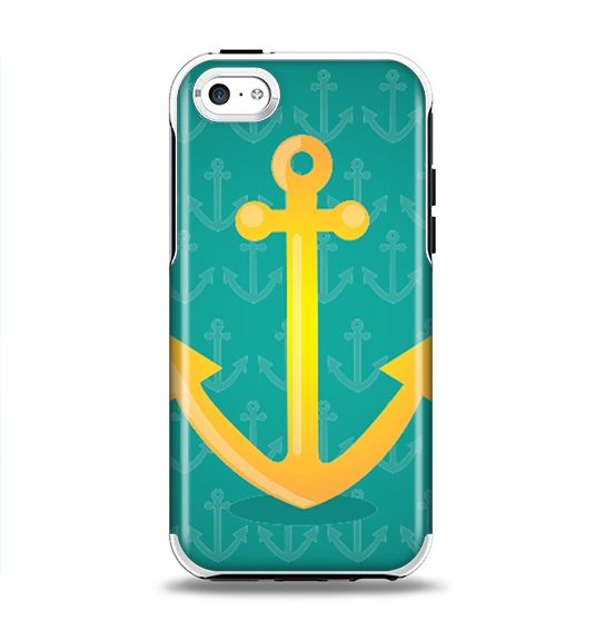 The Gold Stretched Anchor with Green Background Apple iPhone 5c Otterbox Symmetry Case Skin Set