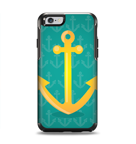 The Gold Stretched Anchor with Green Background Apple iPhone 6 Otterbox Symmetry Case Skin Set