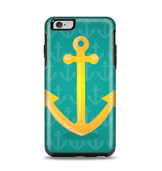 The Gold Stretched Anchor with Green Background Apple iPhone 6 Plus Otterbox Symmetry Case Skin Set