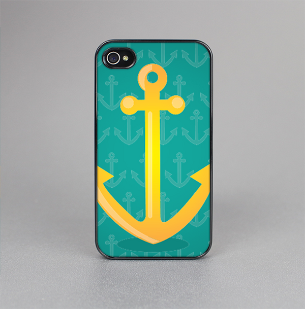 The Gold Stretched Anchor with Green Background Skin-Sert for the Apple iPhone 4-4s Skin-Sert Case