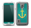 The Gold Stretched Anchor with Green Background Skin for the Samsung Galaxy S5 frē LifeProof Case
