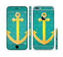 The Gold Stretched Anchor with Green Background Sectioned Skin Series for the Apple iPhone 6s Plus