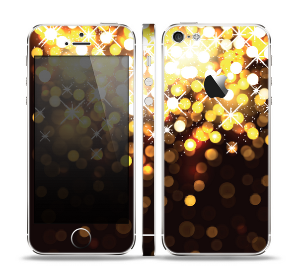 The Gold Unfocused Orbs of Light Skin Set for the Apple iPhone 5